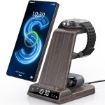 Chargeur induction fil pour samsung galaxy s25 ultra / s24, chargeur sans fil avec horloge num�rique ...