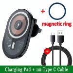 Chargeur magntique sans fil 30w, support de tlphone pour grille d'aration de voiture, station de ...