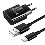 Chargeur mural a charge rapide 3. 0, 18w, 3a, cble de type c, pour samsung s10, s20, s23, s24, xiaomi, ...