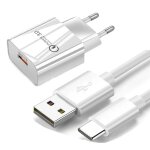 Chargeur mural a charge rapide 3. 0, 18w, 3a, cble de type c, pour samsung s10, s20, s23, s24, xiaomi, ...