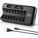 Chargeur de piles rechargeables aa aaa avec ecran lcd ¿ 8 slots indpendants ¿ chargeur rapide intelligent ...