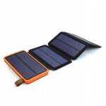 Chargeur portable batterie, powerbank orange 50000mah 3 panneaux solaires