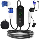 Chargeur portable voitures electriques type 2 szsmart 7kw 32a. courant r�glable, ecran lcd, c�ble 5m, ...