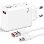 Chargeur rapide 67w + c�ble 6a usb - c 1m pour xiaomi redmi 13c, redmi note 13 4g / 5g, redmi note 13 ...