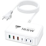 Chargeur rapide usb c 165w 6port prise usb c multiple gan pd + qc 3. 1a adaptateur secteur usbc chargeur ...