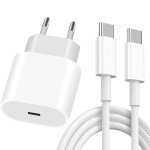 Chargeur rapide usb - c 25w + cble usb - c vers usb - c 20w 1m pour iphone 15 pro max / 15 plus / 15 ...