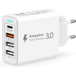 Chargeur rapide usb c, 40w 4 port prise usb c chargeur usb multiple avec pd et qc3. 0, adaptateur chargeur ...