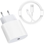 Chargeur rapide usb - c - certifi mfi - chargeur rapide pd 20 w avec cble 6ft c vers lightning adaptateur ...