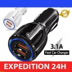 Chargeur rapide voiture allume - cigare quick charge 3. 0 2 port usb adaptateur prise allume cigare pour ...