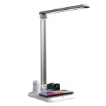 Chargeur sans fil qi 4 en 1 10w, avec lampe de bureau, miroir, coussinet de chargement sans fil pour ...