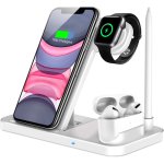 Chargeur sans fil, station de charge rapide certifi�e qi 4 en 1 compatible apple watch airpods pro iphone ...