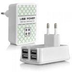 Chargeur secteur avec 4 ports usb, indicateur led pour smartphones et tablettes