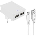 Chargeur secteur swissten double usb 3a avec smart ic slim - blanc