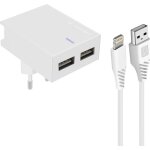 Chargeur secteur swissten double usb 3a smart ic slim series blanc