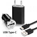 Chargeur secteur voiture c�ble usb type c noir pour nokia 7 plus