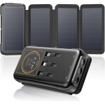 - chargeur - solaire - 25000mah - 20w - batterie - externe sans fil avec 3 cbles et 4 panneaux pd qc ...