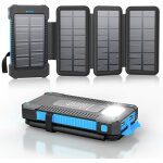 Chargeur solaire 26800 mah avec 4 panneaux solaires, batterie externe solaire etanche avec charge rapide ...