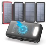 Chargeur solaire 27000mah batterie externe sans fil - 22, 5w charge rapide usb - c power bank avec trois ...