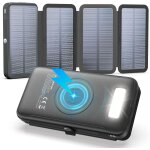 Chargeur solaire 27000mah batterie externe sans fil - 22, 5w charge rapide usb - c power bank avec trois ...