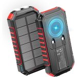 Chargeur solaire power bank 27000mah - 22, 5w charge rapide batterie externe sans fil avec 2 c�bles int�gr�s, ...