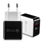 Chargeur de t�l�phone intelligent, prise ue, usb, charge rapide 3. 0, pour iphone, huawei, samsung honor ...