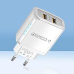 Chargeur de t�l�phone portable usb 2 ports 36w, adaptateur de charge rapide mural 3. 0 pour iphone xiaomi ...