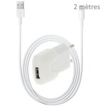 Chargeur usb 1a & c�ble 2 m�tres blanc pour apple iphone 7 plus - iphone 7 - iphone se - iphone 6s plus ...