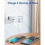 Chargeur usb c, 40w 4 port prise chargeur iphone rapide multiple prise usbc avec 2m cable usb c pour ...