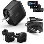 Chargeur usb c 65w pour nintendo switch 2, alimentation en mode tv, avec prises eu / uk et c�ble 2 m, ...