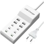 Chargeur usb c multiple, station de charge usb c 10 ports (avec 6 usb c + 4 usb a), chargeur multi - ...