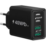 Chargeur usb c rapide, 40w 4 port prise usbc chargeur rapide, 3. 1a pd + qc type c adaptateur multi secteur ...