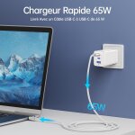 Chargeur usb - c rapide prise: 65w gan 3 ports pd3. 0 avec 140w usb c rapide cable 1. 2m pps compatible ...