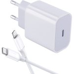Chargeur usb c vers lightning 20w et 1m c�ble, alimentation prise rapide secteur mural adaptateur de ...