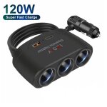Chargeur de voiture 120w, 12v 24v, 3 prises laguna, allume - cigare, répartiteur pour touristes, usb ... Chargeur de voiture 120w, 12v 24v, 3 prises laguna, allume - cigare, répartiteur pour touristes, usb ...