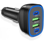 Chargeur de voiture 72 w usb c, 4 ports, 12 v 24 v, double puce, type pd, charge rapide, pour iphone ...