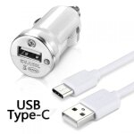 Chargeur voiture allume - cigare cble usb type c blanc pour lg v40 thinq