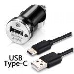 Chargeur voiture allume - cigare c�ble usb type c noir pour samsung galaxy s8 / s8 +
