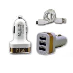 Chargeur voiture allume - cigare car charger 3x usb 2100ma + 1000ma + 1000ma ( + cble offert) pour archos ...