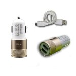 Chargeur voiture allume - cigare ultra rapide car charger 2x usb 2100ma + 1000ma ( + cble offert) or ...