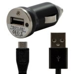 Chargeur voiture allume cigare usb + cable data couleur noir