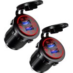 Chargeur de voiture double port qc3. 0 usb rapide chargeur de voiture 36 w / 3 a charge rapide avec led ...