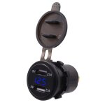 Chargeur de voiture double usb 4, 2a avec voltm�tre num�rique, lumi�re led bleue 12 24v pour voiture, ...