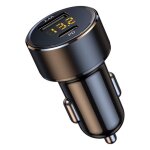 Chargeur voiture double usb avec usb - c 18w, voltm�tre led, 12 - 24v universel, compact noir