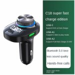 Chargeur de voiture multifonction, lecteur mp3, bluetooth, un drag trois, transmetteur audio - type c18 ...