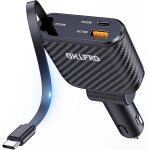 Chargeur de voiture r�tractable 3 en 1 58w, chargeur rapide pour t�l�phone portable, c�ble de charge ...