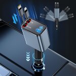 Chargeur de voiture rtractable 69 w, chargeur tlphone 4 en 1, allume cigare usb avec cble charge ...