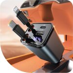 Chargeur de voiture rtractable 69 w, chargeur de voiture usb 4 en 1 pour voiture avec allume - cigare ...