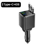 Chargeur de voiture r�tractable 7 en 1, 120w, charge rapide, adaptateur d'alimentation usb type - c avec ...