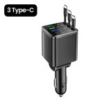 Chargeur de voiture r�tractable 7 en 1, 120w, charge rapide, adaptateur d'alimentation usb type - c avec ...