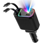 Chargeur voiture retractable allume cigare usb c, chargeur telephone voiture 4 en 1 a charge rapide 66 ...